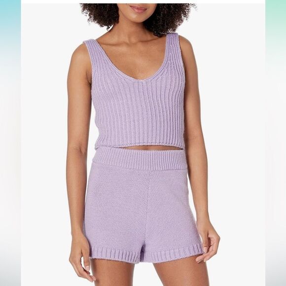 The Drop Women's Sylvie Double V-Neck Textured Rib Cropped Sweater Tank New - Picture 2 of 5